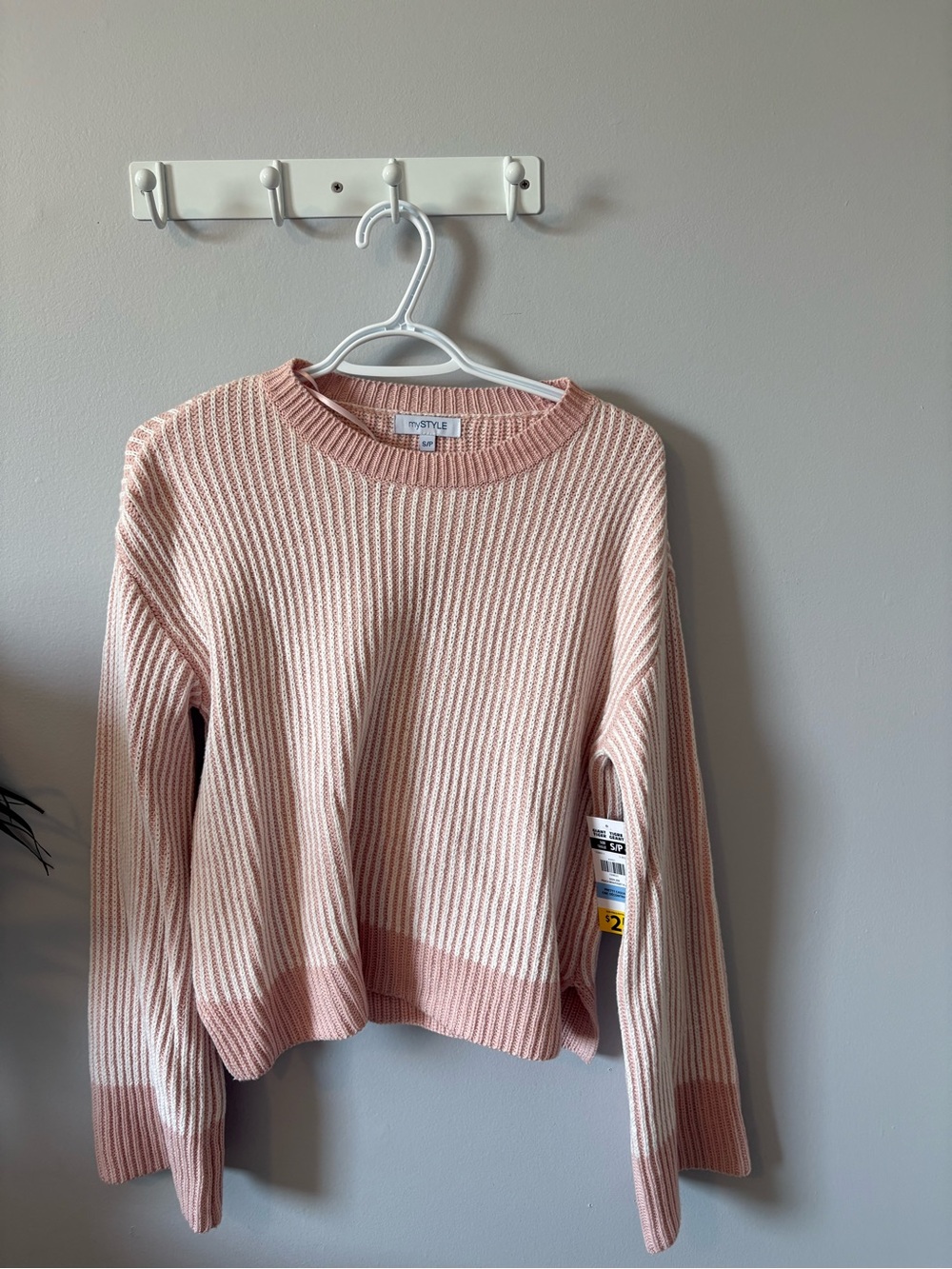 Paige & Ivy Ribbed Crewneck Sweater - Blush Pink